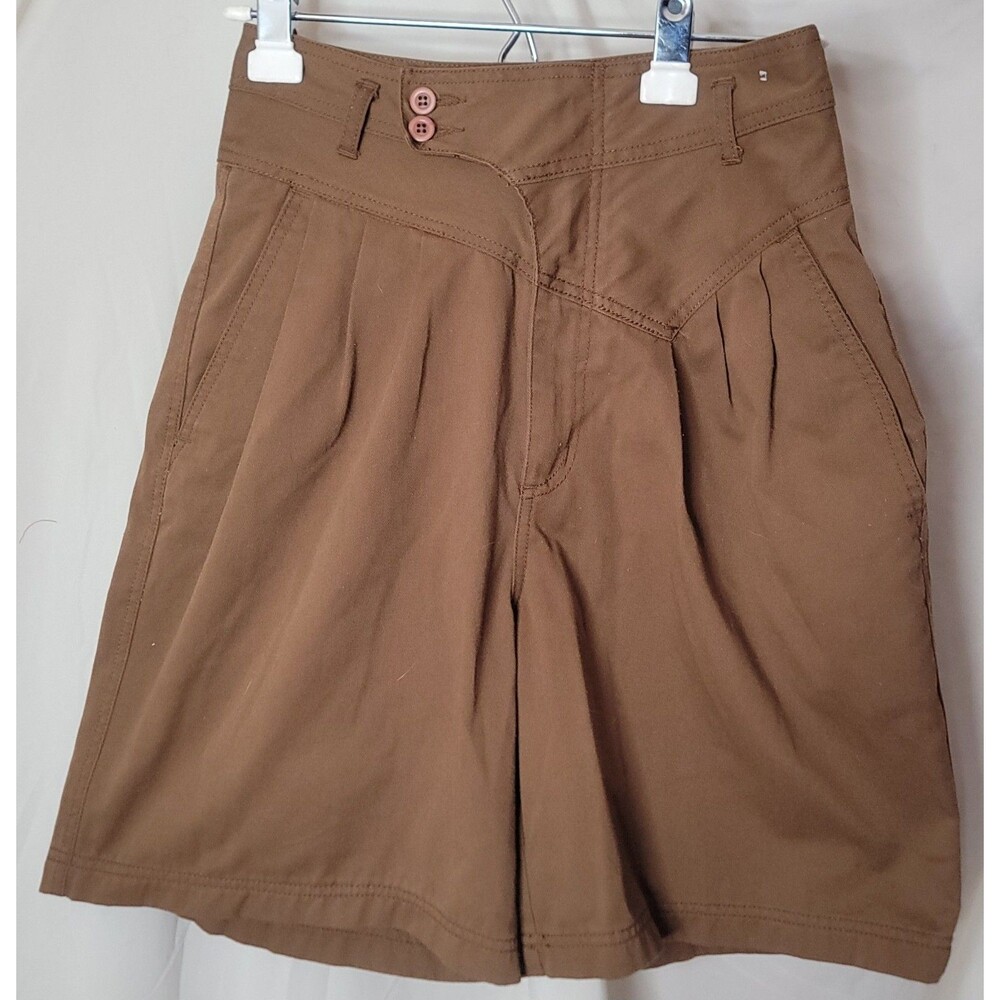 VTG Modero Brown High Rise Waisted Pleated Culotte Shorts Womens 9/10 Wide Leg